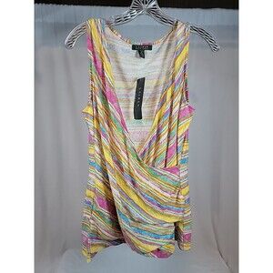 Lauren Ralph Lauren Sleeveless Stripe Top Medium Rainbow Y2K SU13 LRL FASH 1 NWT